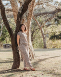 Capsleeve drawstring maxi dress